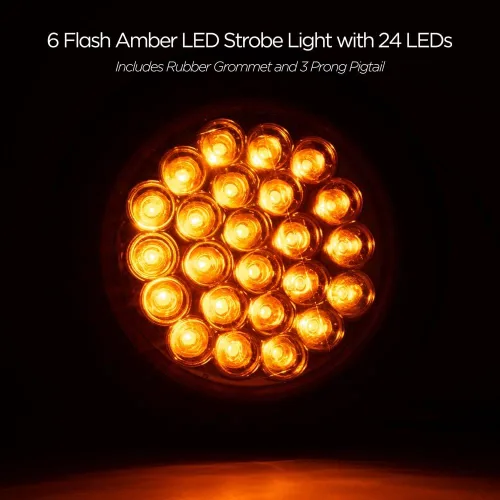 Miniatura 2 de Pro LED ST40A - Luz estroboscópica redonda de 4 pulgadas, 24 luces LED ámbar, sustituye a los productos de los compradores SL40AR - 12-24 voltios CC