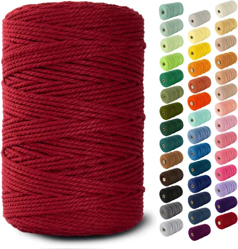 Miniatura 70 de Nook Theory - Cuerda de macramé de 3 mm, 220 yardas de cuerda de algodón, hilo de 4 mm y 5 mm, cuerda para manualidades, perfecta para colgantes