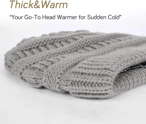 Miniatura 61 de FURTALK Gorro de invierno para mujer, con forro de satén, tejido trenzado, grueso, holgado, gorro cálido