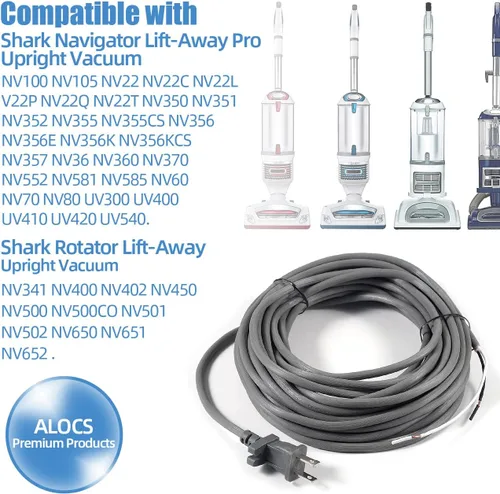 Miniatura 5 de Cable de alimentación de 36 pies para aspiradora Shark Navigator Lift-Away Pro NV355 NV356 NV357 UV400 UV540 NV36 NV60 NV80 NV360 NV370 NV585