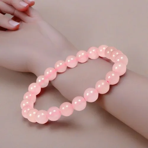 Miniatura 2 de DHYANARSH Pulsera de cuentas de piedra de cuarzo rosa, cuentas naturales certificadas de 0.315 in para amor incondicional