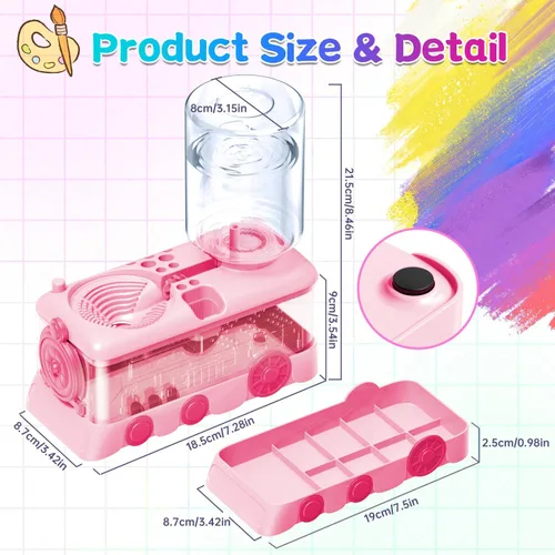 Miniatura 5 de Herramienta limpiadora de pinceles de pintura con bandeja de pintura, suministros de pintura, circulación de agua y soporte para pinceles