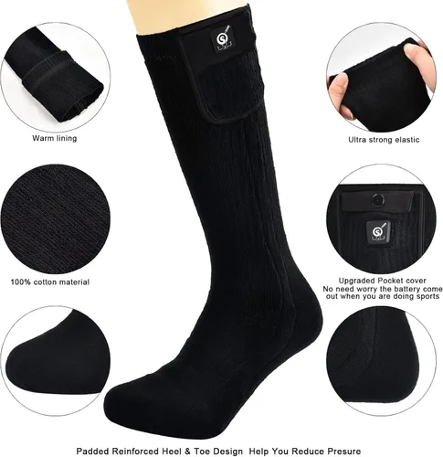 Miniatura 6 de SNOW DEER - Calcetines térmicos eléctricos recargables mejorados, 7.4 V, batería de 2200 mAh para clima frío para hombres y mujeres, calcetines