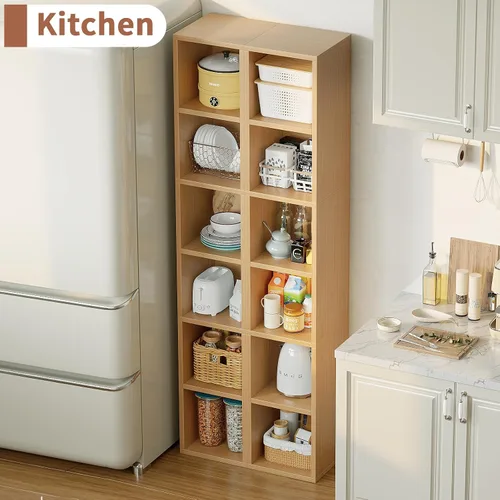 Miniatura 2 de ALISENED 70.8" 6 Tier Tall Narrow Bookshelf, 6 Shelf Wooden Corner Bookcase, Modern Skinny Cubes Storage Organizer Display Shelving for Bedroom