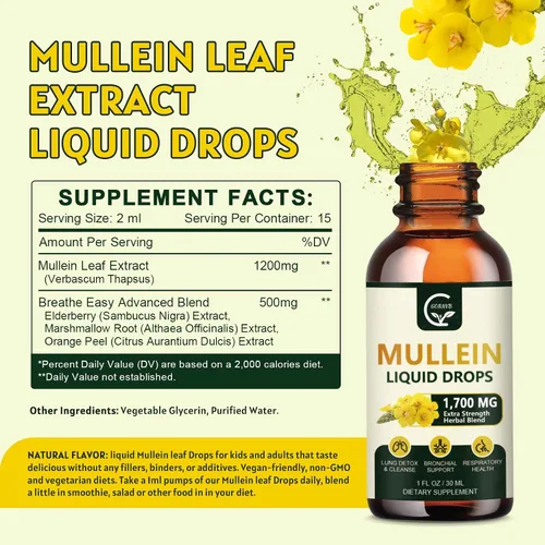Miniatura 2 de GORNVB Paquete de 2 gotas de gordolobo para pulmones – Limpieza de pulmones y apoyo respiratorio, potente extracto de hoja de gordolobo 4 en 1