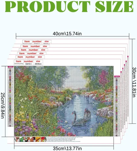 Miniatura 4 de Tontut Paquete de 10 kits de pintura de diamantes para adultos, arte de diamantes de paisaje, pintura de diamantes de alta definición, arte