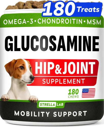 Miniatura 13 de STRELLALAB Glucosamina líquida para perros con colágeno (16 oz) – Suplemento totalmente natural para cadera y articulaciones, glucosamina