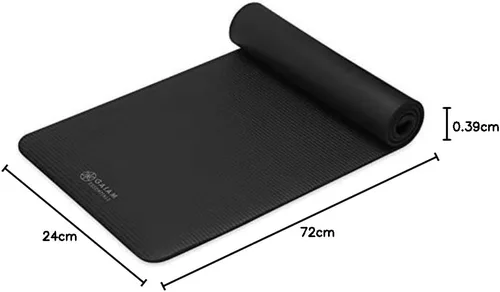 Miniatura 11 de Gaiam Essentials - Alfombrilla de yoga y pilates, fitness y ejercicio de 2/5 pulgadas de grosor (0.394 in) con correa de transporte fácil de Negro