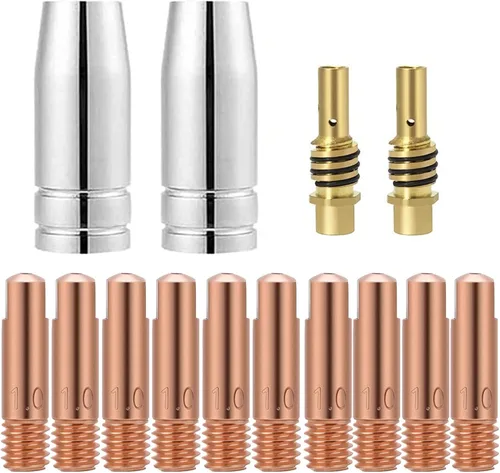 Miniatura 7 de FORTON Mig Kit de repuesto de accesorios para pistola de soldadura, 10 puntas de soldadura de 0.030 pulgadas + 2 boquillas de gas + 2 difusores