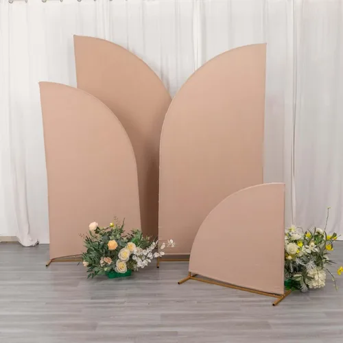 Miniatura 270 de Efavormart - Juego de 4 fundas de elastano beige para arco de media luna, fundas de telón de fondo Chiara de 2.5 pies a 7 pies para escenarios