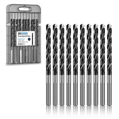 Miniatura 10 de Juego de brocas de cobalto de triple espiral (Pro - recubierto de TiAlN), juego de brocas de metal para acero, metal endurecido, acero inoxidable