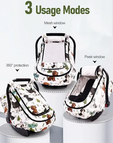 Miniatura 6 de YVMVDV - Funda impermeable para asiento de automóvil para bebé, funda de asiento de automóvil patentada para clima frío para bebés, toldo para niños