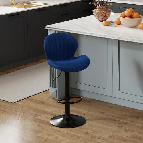 Miniatura 10 de Youhauchair - Juego de 2 taburetes de bar modernos, de terciopelo con altura ajustable y giratorios, sillas de isla de cocina sin brazos con Azul