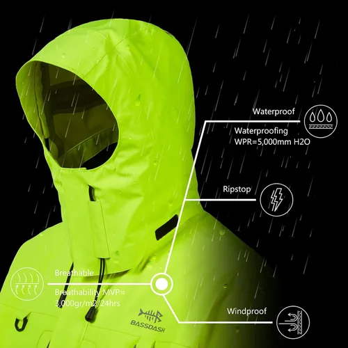 Miniatura 5 de BASSDASH Valor - Chaquetas de pesca impermeables para hombres y mujeres, chaqueta de lluvia transpirable y resistente al viento