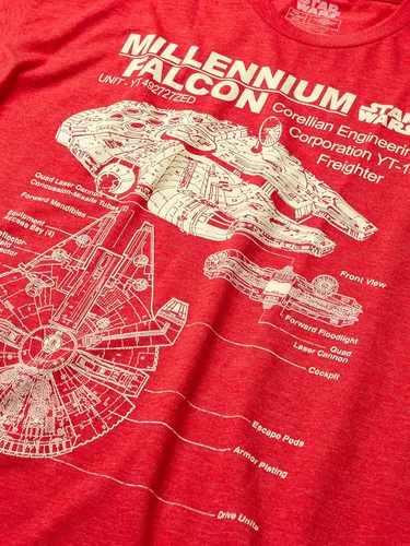 Miniatura 5 de STAR WARS Men's Millennium Falcon Detailed Drawing T-Shirt