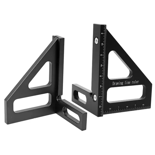 Miniatura 7 de Regla de medición imperial 3D multiángulo, transportador cuadrado de carpintería de aleación de aluminio de 45/90 grados, regla triangular