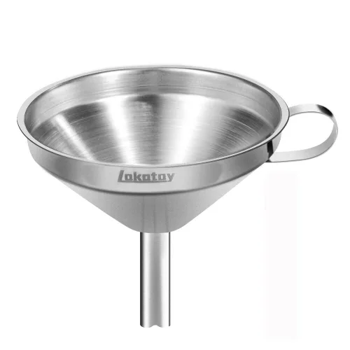 Miniatura 8 de Embudo de metal de acero inoxidable, juego de 3 embudos de tamaño grande, mediano y pequeño, embudos de cocina de grado alimenticio en miniatura