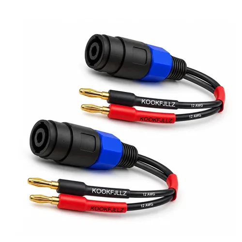 Adaptador de cable de altavoz, conector banana de 0.157 in a conector hembra Speakon, cable de audio profesional de 12 AWG para amplificadores,