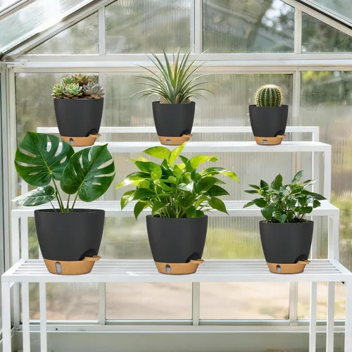 Miniatura 5 de 8/7/6.5/6/5.5/5 Inch Self Watering Pots for Indoor Outdoor Plants, Set of 6 Large Plastic Planters with Visual Water Window, Drainage Holes &
