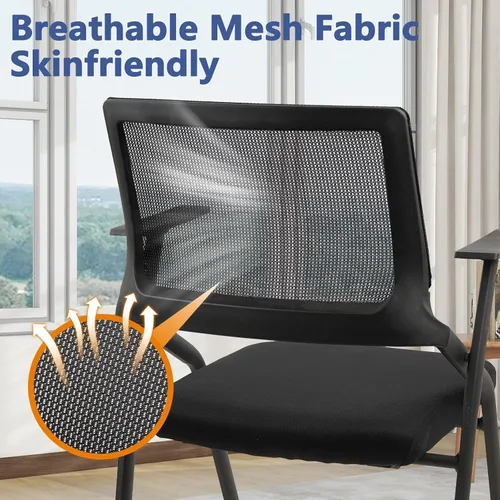 Miniatura 5 de CLATINA Sillas plegables apilables para sala de conferencias con ruedas, silla de escritorio de oficina acolchada portátil con soporte lumbar
