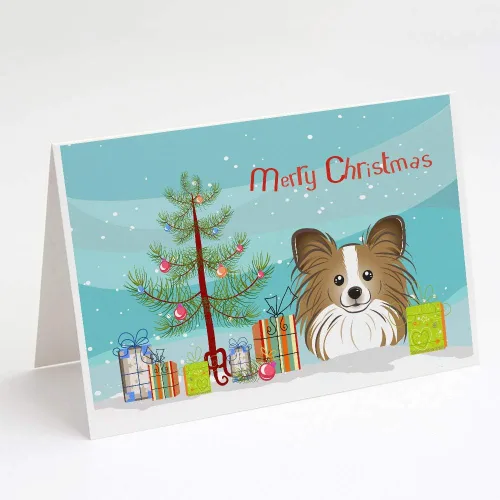 Miniatura 10 de Caroline's Treasures BB1616GCA7P - Tarjetas de felicitación y sobres de árbol de Navidad y sabueso afgano, paquete de 8 tarjetas en blanco