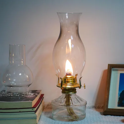 Miniatura 4 de Lámpara de aceite para chimenea, base de 3 pulgadas, 8.5 pulgadas de altura, pantalla de lámpara de queroseno, lámpara de repuesto de vidrio