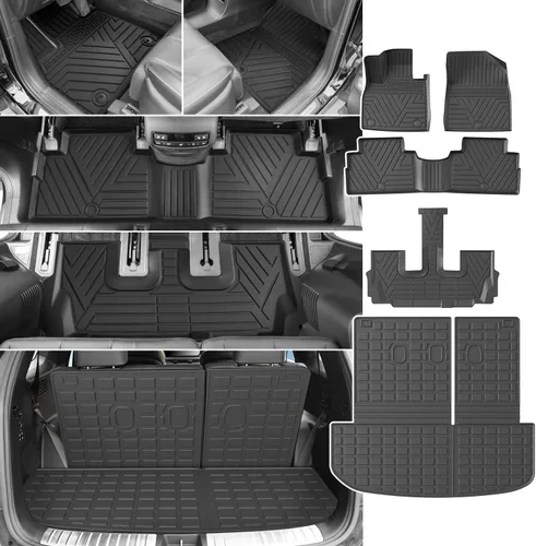 Miniatura 41 de powoq Tapete de suelo compatible con Honda Pilot 2016-2022 con alfombrilla de respaldo, forro de carga de repuesto para accesorios Honda Pilot
