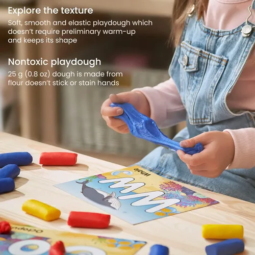 Miniatura 2 de Arteza Kids Play Dough, kit de aprendizaje del alfabeto, 30 piezas de arcilla seca al aire, 0.8 onzas, rojo, amarillo y azul, 26 tarjetas