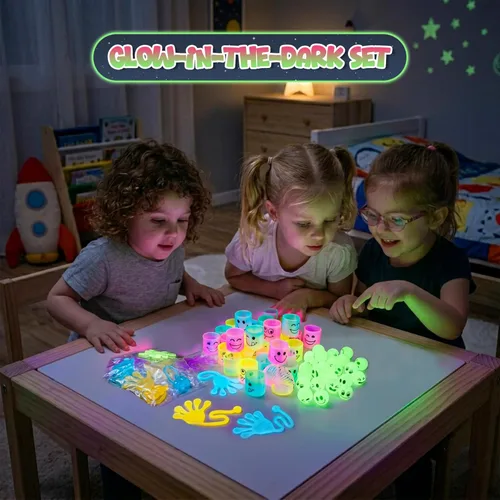 Miniatura 5 de 4E's Novelty 108 juguetes que brillan en la oscuridad, 36 bolas rebotantes, 36 resortes helicoidales, 36 manos adhesivas, recuerdos de fiesta a