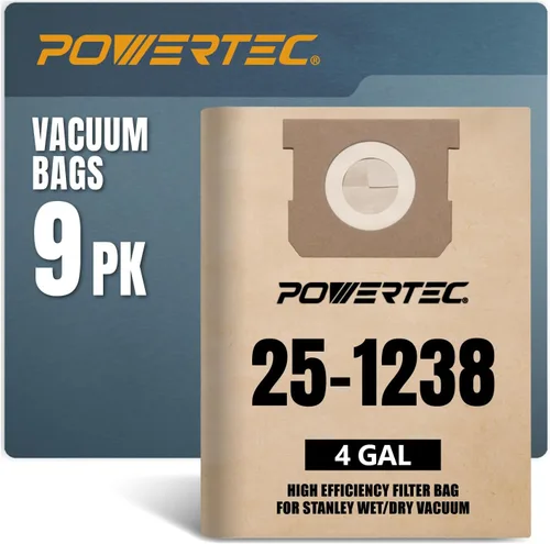 Miniatura 9 de POWERTEC 25-1238 Bolsas para aspiradora Stanley de 4 galones para aspiradora Stanley en seco y húmedo, bolsas de repuesto para aspiradoras Stanley