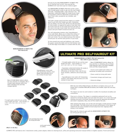 Miniatura 6 de MANGROOMER™ Kit de corte automático Ultimate PRO con potencia de litio MAX™, cortapelos, cortapelos e impermeable para ahorrar dinero