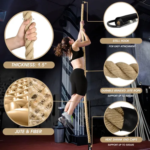 Miniatura 2 de Yes4All Cuerda de escalada de gimnasio para entrenamiento de fuerza y fitness, ejercicios de escalada y entrenamientos en casa