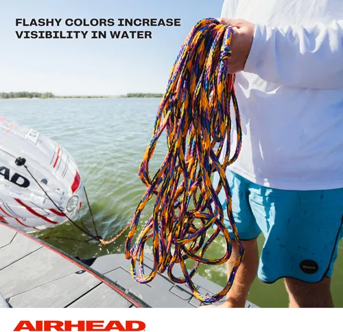 Miniatura 6 de Airhead 1-6 Person Tow Rope for Towable Tubes, Heavy Duty Boat Towline for Tubing, UV Resistant 16 Strand Polypropylene with Rope Keeper, up to