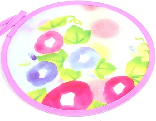 Miniatura 10 de MXY Ventilador plegable estilo japonés de verano redondo plegable de mano, hermoso patrón de decoración de festivales, boda, cumpleaños, decoración