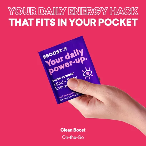 Miniatura 7 de EBOOST Super Powder - Mezcla de bebida – Acai Granada de 0.2 onzas, paquete de 20 electrolitos energizantes de hidratación en polvo, 13 vitaminas