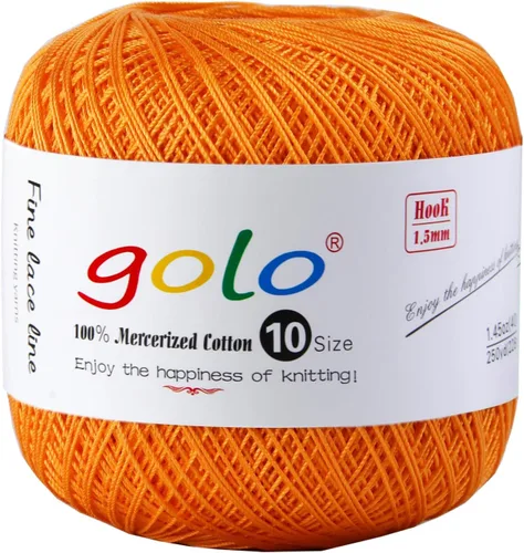 Miniatura 21 de Golo - Bolas de hilo para crochet de algodón tamaño 10, color algodón para crochet D-Fresa D078-fresa