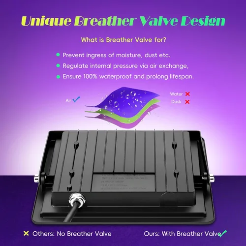 Miniatura 6 de Paquete de 4 luces LED negras de 100 W, luz de inundación de luz negra con enchufe e interruptor, IP66 luz negra impermeable para exteriores