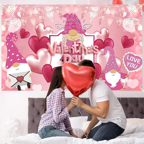 Miniatura 7 de Telón de fondo para fotografía del día de San Valentín, telón de fondo de pancarta de feliz día de San Valentín, suministros de fiesta con diseño
