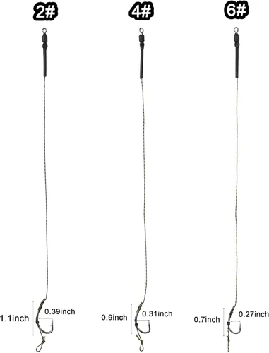 Miniatura 2 de Kit de aparejos de pesca para el pelo de la carpa – 45 piezas curvadas de púas de la carpa gancho trenzado línea cebo tapón aguja herramienta aroma