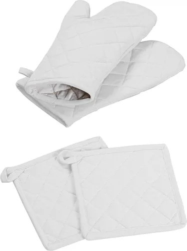Miniatura 21 de Oven Mitt (7"x13") & Pot Holder (8"x8") 100% Cotton Set of Heat Resistant Oven Gloves & Hot Pads for Gifts, BBQ, Cooking, Baking, Thanksgiving