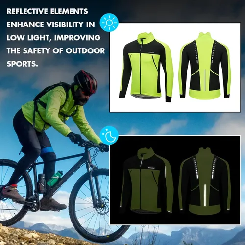 Miniatura 5 de BALEAF Chaqueta de invierno para hombre, para ciclismo, correr, resistente al viento, para ciclismo, ciclismo, clima frío, bolsillos cálidos