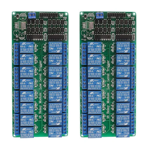 ACEIRMC 5 V 16-canales Módulo de placa de interfaz de relé con optoacoplado LED LM2576 de alimentación para Arduino Kit de bricolaje PiC ARM AVR (2