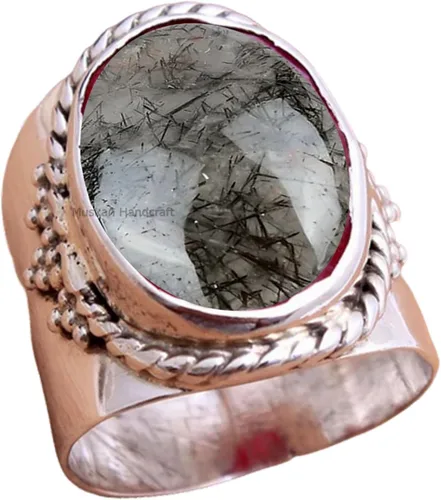 Miniatura 22 de Anillo de plata de ley 925 con piedras preciosas ovaladas auténticas, hecho a mano, hermoso regalo de Navidad para ella