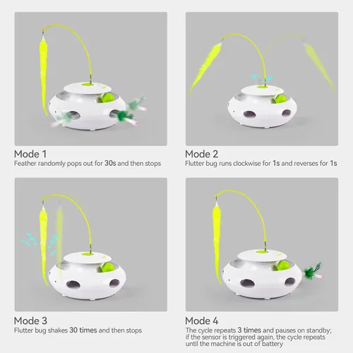Miniatura 6 de ALL FOR PAWS Juguete interactivo 3 en 1 para gatos con bolas rodantes, juguete de plumas Whack-a-Mole, juguetes giratorios automáticos para gatitos