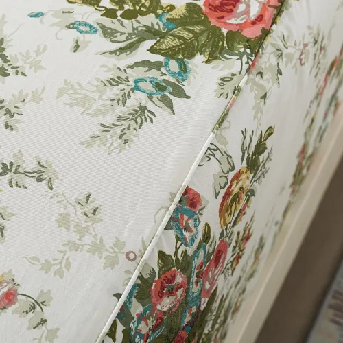 Miniatura 5 de FADFAY Juego de sábanas de cama vintage con diseño floral rosa tamaño King, 100% algodón premium, diseño floral shabby chic desgastado y elegante