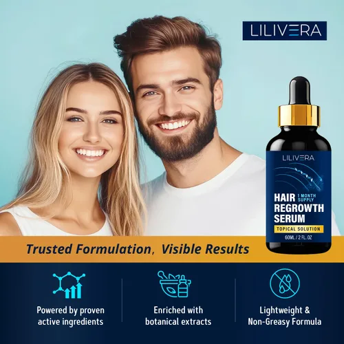 Miniatura 7 de Kit de crecimiento de cabello y barba de minoxidil al 5%: suero tópico de minoxidil extra fuerte para el crecimiento del cabello para adelgazar