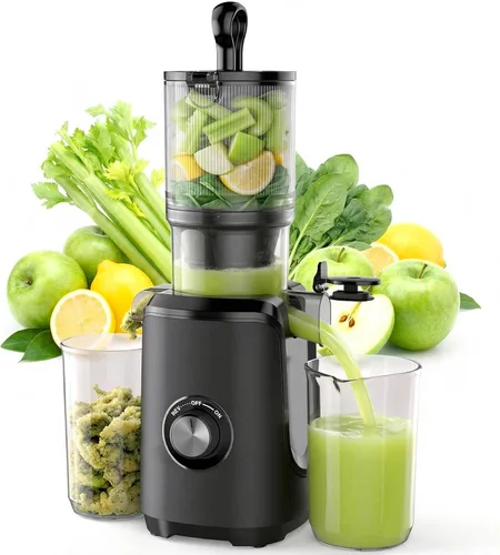 Miniatura 11 de NEWBULIG Exprimidor de prensa en frío, exprimidor de masticación con alto rendimiento de jugo, función inversa, detiene la oxidación y es fácil