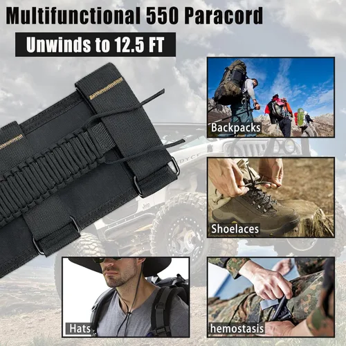 Miniatura 4 de Asas de Agarre de Paracord para Jeep, Paquete de 2, Asas de Agarre de Barra Enrollable para Jeep Wrangler para JK TJ JL CJ YJ JKU JLU y Gladiator