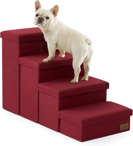Miniatura 24 de Escaleras para perros con almacenamiento, escalones resistentes de 4 escalones más anchos para perros pequeños, medianos y grandes, rampa para Gris