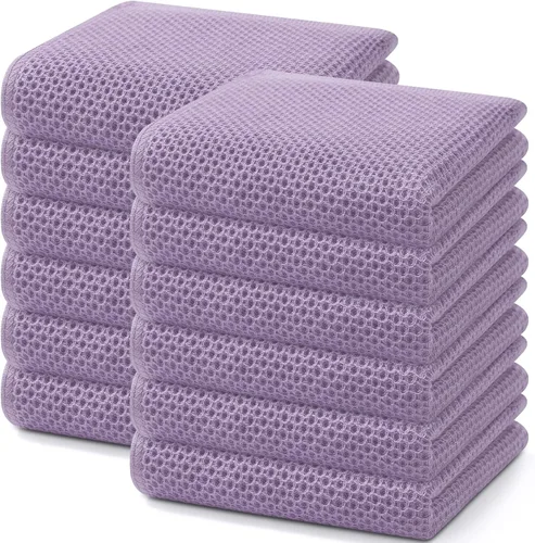 Miniatura 212 de Homaxy Paños de cocina de 100% algodón con tejido de gofre, ultra suaves, absorbentes, de secado rápido, 12 x 12 pulgadas, paquete de 6, amarillo